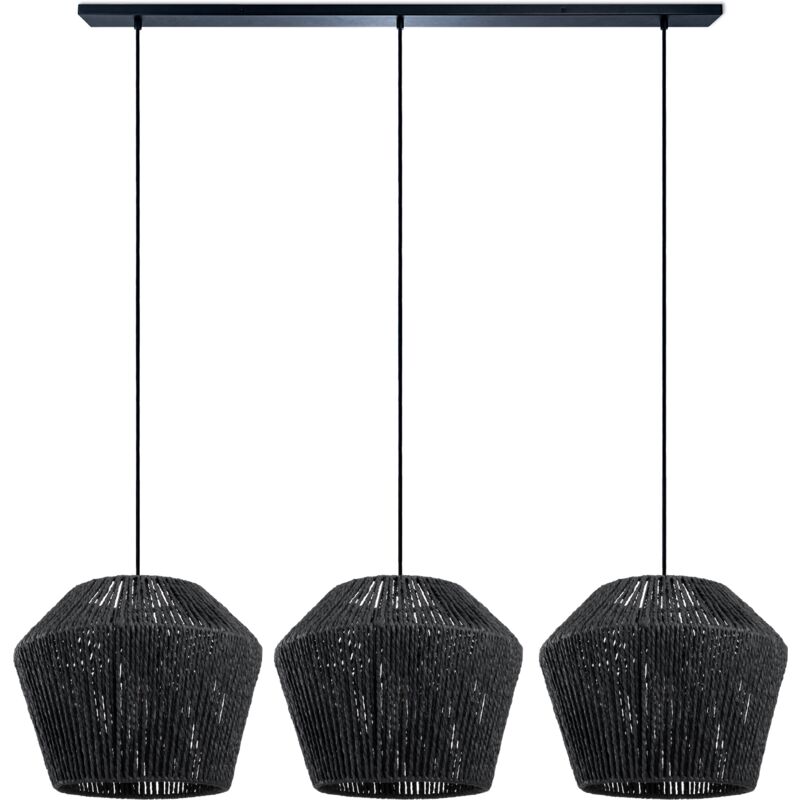 foto del prodotto sospensione tavolo da pranzo cesto boho sala da pranzo lampada e27 rattan luce a sospensione nero, nero 33cm paco home