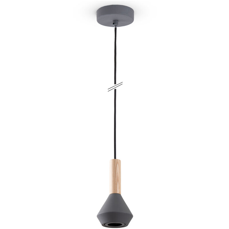 foto del prodotto sospensione tavolo da pranzo cucina soggiorno paralume acciaio legno gu10 grigio, 10cm paco home