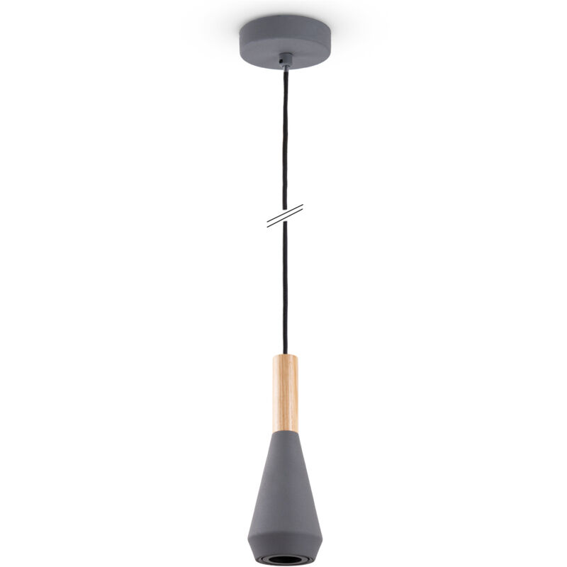 foto del prodotto sospensione tavolo da pranzo cucina soggiorno paralume acciaio legno gu10 grigio, 9cm paco home