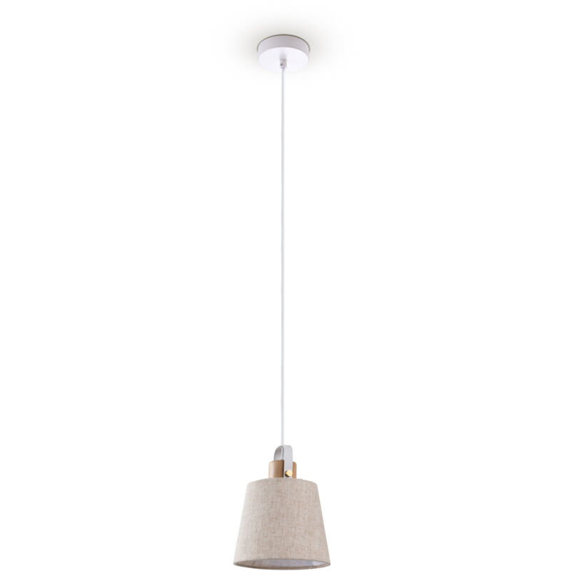 foto del prodotto sospensione tavolo da pranzo lampada soggiorno paralume deco tessuto e27 bianco crema, 20cm paco home