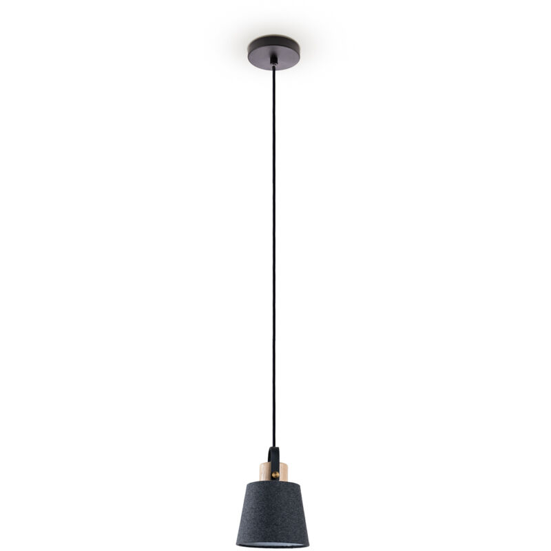 foto del prodotto sospensione tavolo da pranzo lampada soggiorno paralume deco tessuto e27 nero grigio, 15cm paco home