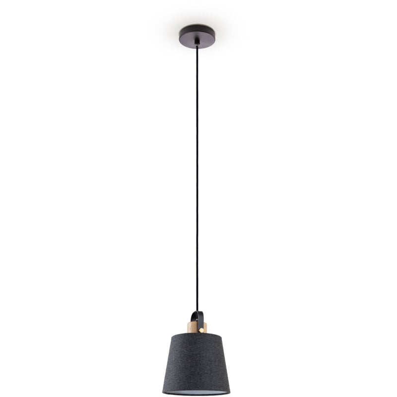 foto del prodotto sospensione tavolo da pranzo lampada soggiorno paralume deco tessuto e27 nero grigio, 20cm paco home