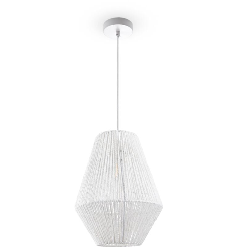 foto del prodotto sospensione tavolo da pranzo sala da pranzo lampada e27 carta boho rattan luce a sospensione bianca, bianco 30cm paco home