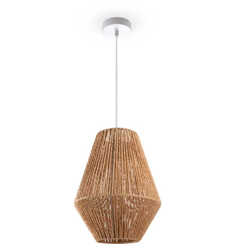 foto del prodotto sospensione tavolo da pranzo sala da pranzo lampada e27 carta boho rattan luce a sospensione bianca, natura 30cm paco home