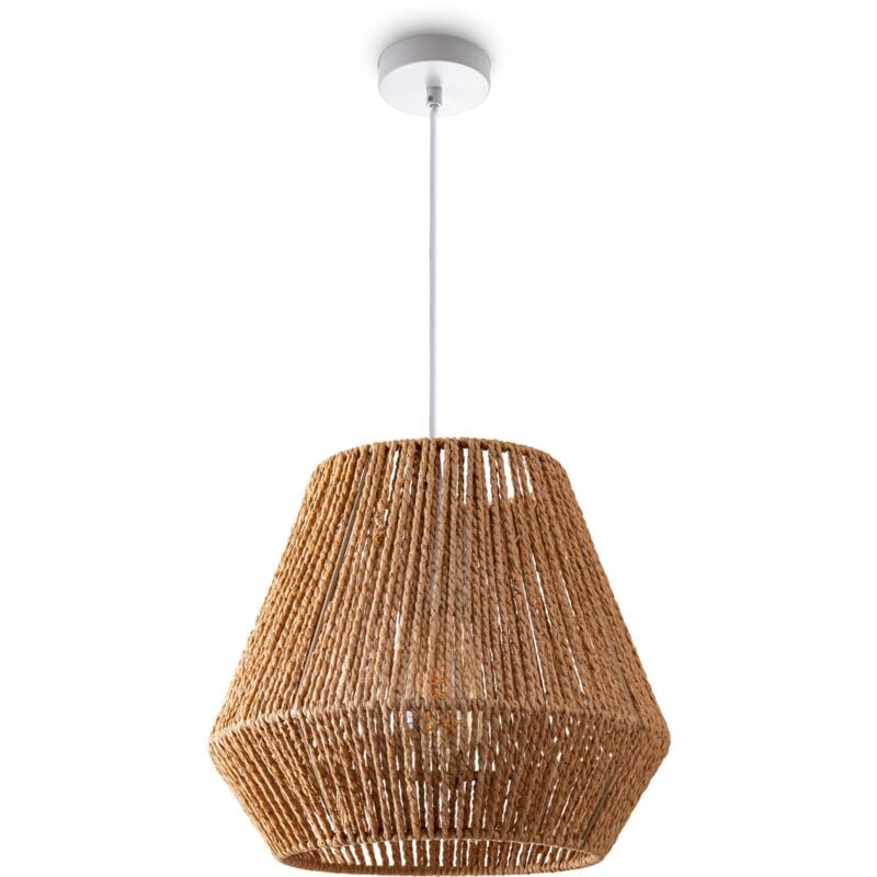 foto del prodotto sospensione tavolo da pranzo sala da pranzo lampada e27 carta boho rattan luce a sospensione bianca, natura 32cm paco home