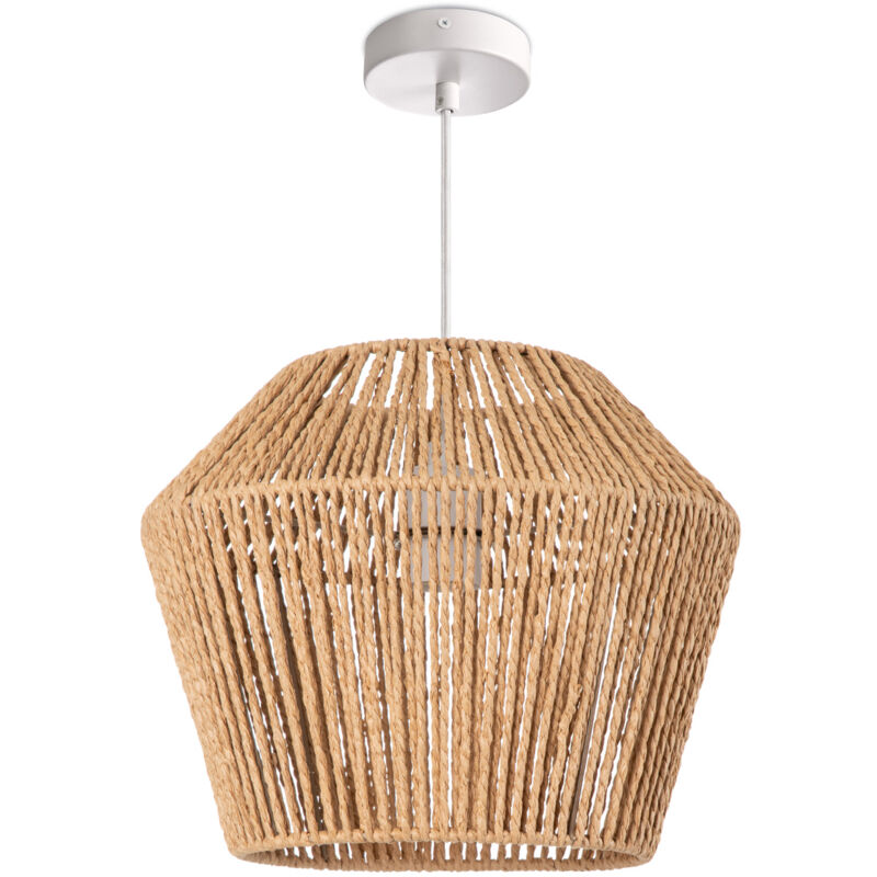 foto del prodotto sospensione tavolo da pranzo sala da pranzo lampada e27 carta boho rattan luce a sospensione bianca, natura 33cm paco home