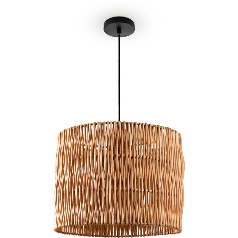 foto del prodotto sospensione tavolo da pranzo sala da pranzo lampada e27 carta boho rattan luce a sospensione nero, natura 29cm paco home