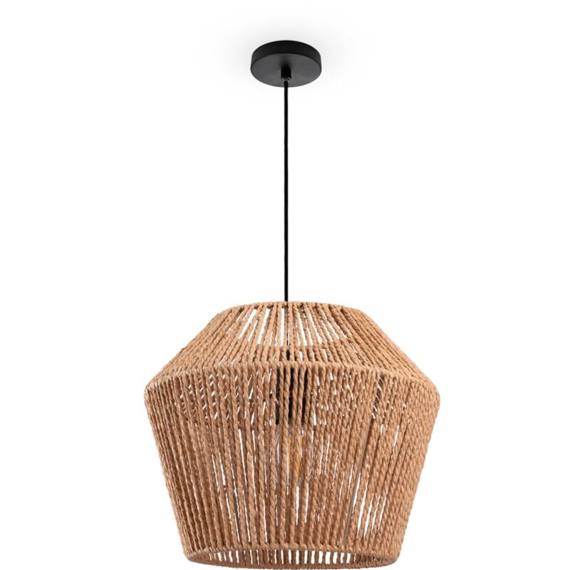 foto del prodotto sospensione tavolo da pranzo sala da pranzo lampada e27 carta boho rattan luce a sospensione nero, natura 33cm paco home