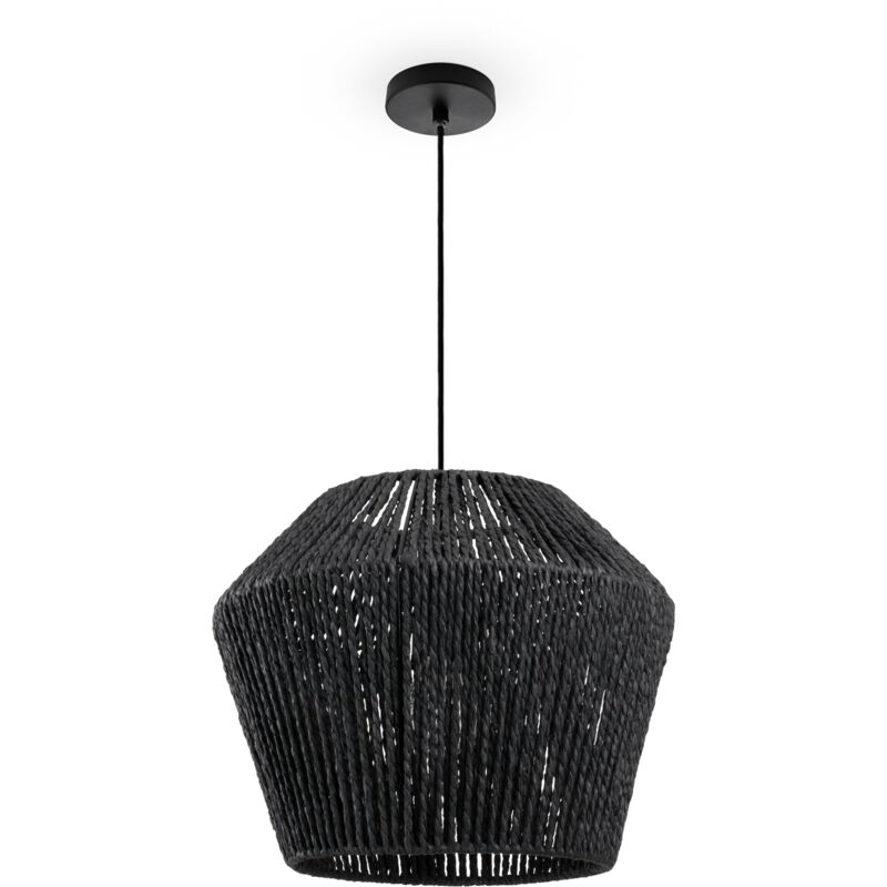 foto del prodotto sospensione tavolo da pranzo sala da pranzo lampada e27 carta boho rattan luce a sospensione nero, nero 33cm paco home