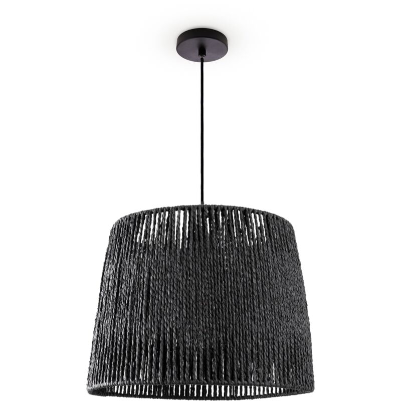 foto del prodotto sospensione tavolo da pranzo sala da pranzo lampada e27 carta boho rattan luce a sospensione nero, nero 35cm paco home
