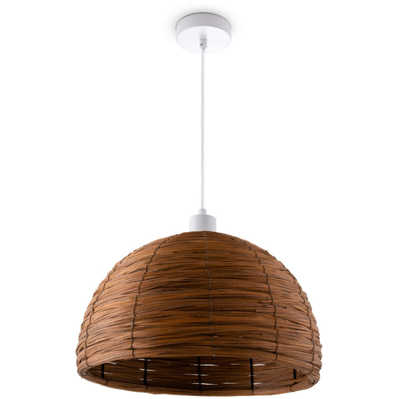 foto del prodotto sospensione tavolo sala da pranzo vimini 1,5m cavo in tessuto rustica boho luce a sospensione bianca, marrone 36 cm paco home