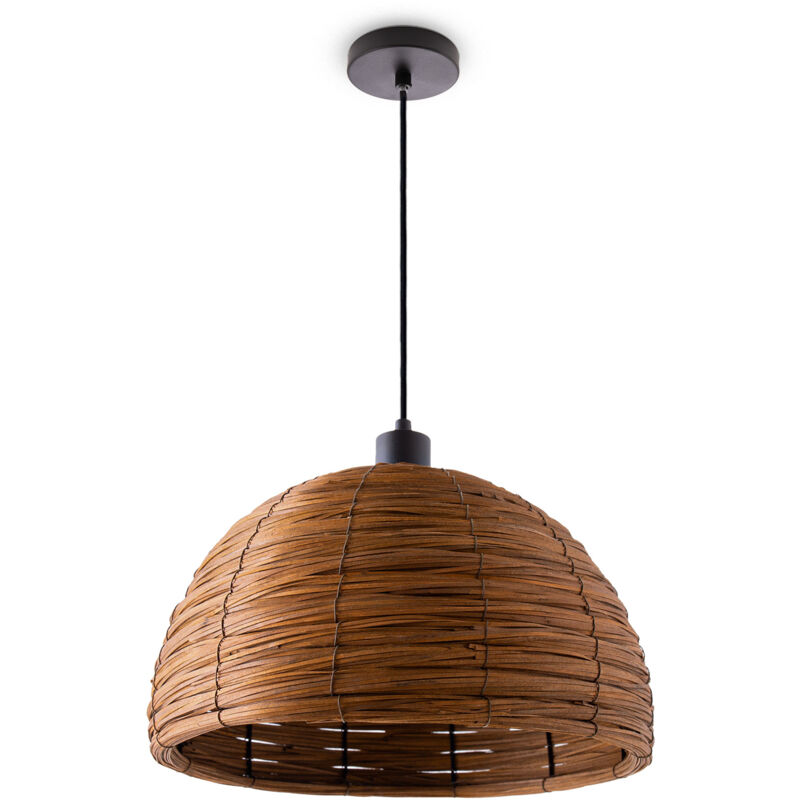 foto del prodotto sospensione tavolo sala da pranzo vimini 1,5m cavo in tessuto rustica boho luce a sospensione nero, marrone 36 cm paco home