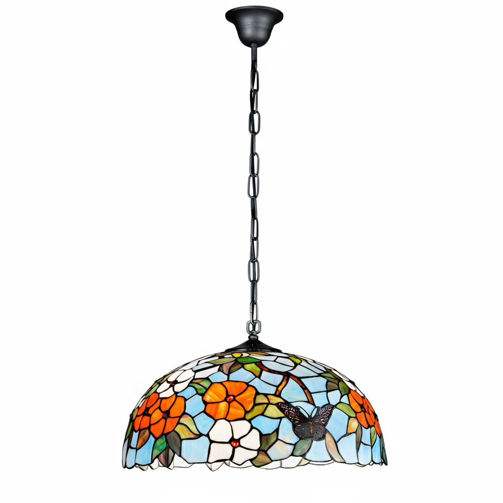 foto del prodotto sospensione tiffany vetro multicolor 1 luce e27