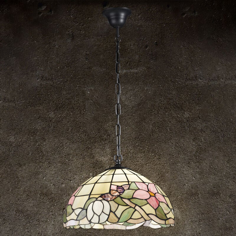 foto del prodotto sospensione tiffany vetro multicolor scuro 1 luce e27