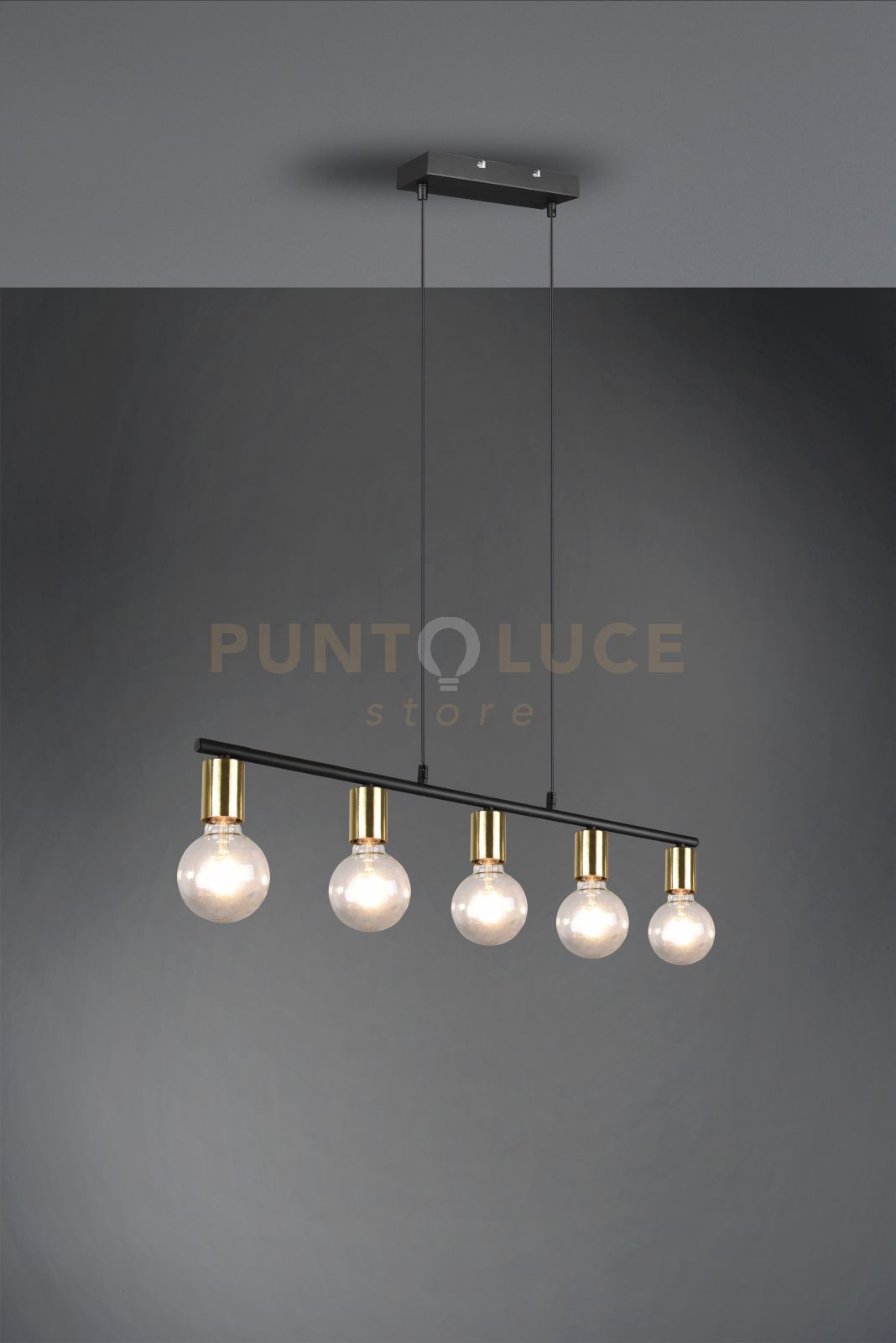 foto del prodotto sospensione vannes 5 spots ottone satinato e nero r30185008