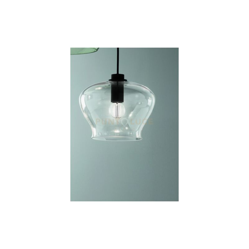 foto del prodotto sospensione verve a soffitto con finitura in metallo e vetro colorato so.verve 1 fume