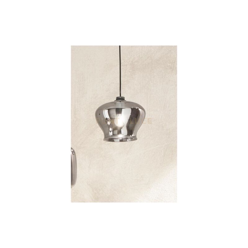 foto del prodotto sospensione verve a soffitto con finitura in metallo e vetro colorato so.verve 1 fume