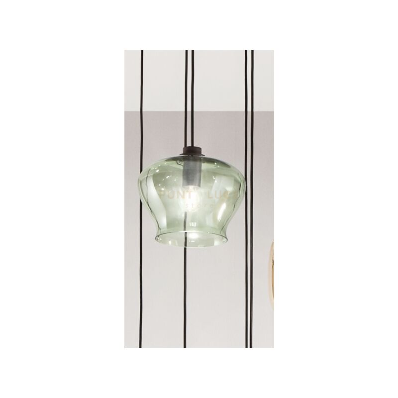 foto del prodotto sospensione verve a soffitto con finitura in metallo e vetro colorato so.verve 1 verde