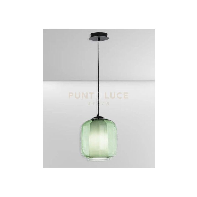 foto del prodotto sospensione verve a soffitto con finitura in metallo e vetro colorato so.verve 2 verde