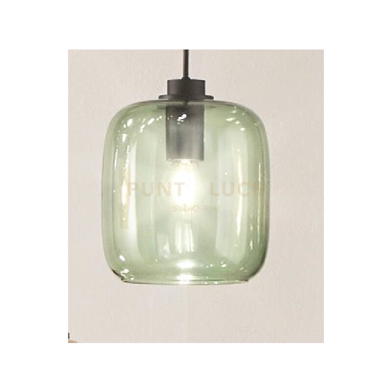 foto del prodotto sospensione verve a soffitto con finitura in metallo e vetro colorato so.verve 3 verde