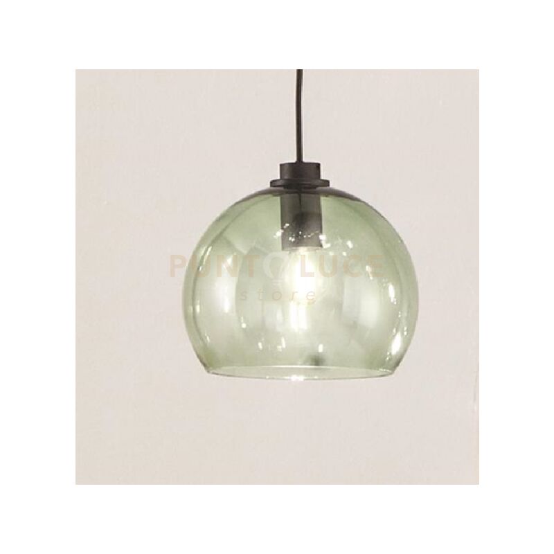 foto del prodotto sospensione verve a soffitto con finitura in metallo e vetro colorato so.verve 4 verde