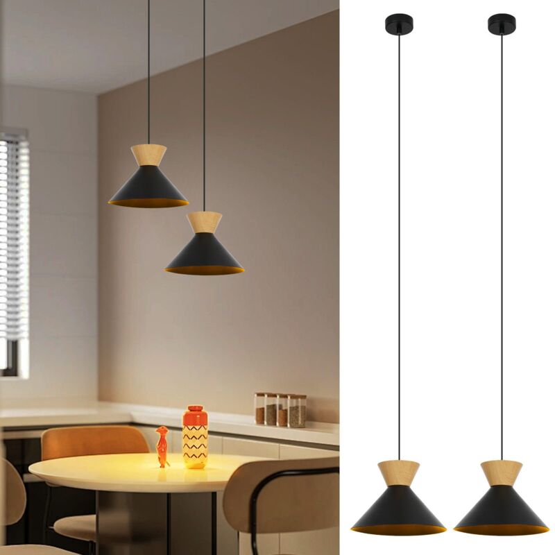 foto del prodotto sospensione vintage gbly lampada a sospensione sala da pranzo 2 x lampada a sospensione nera 25cm 1 fiamma design industriale e27 lampada da