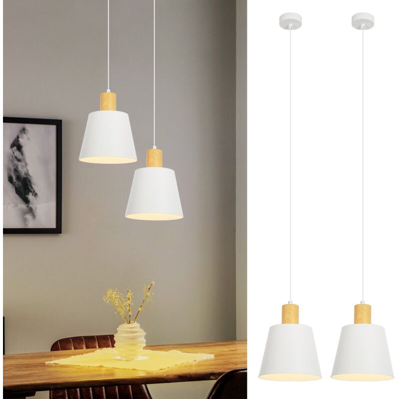 foto del prodotto sospensione vintage sala da pranzo lampada a sospensione 2 x lampada a sospensione industriale 20cm metallo bianco e27 lampada da tavolo da pranzo