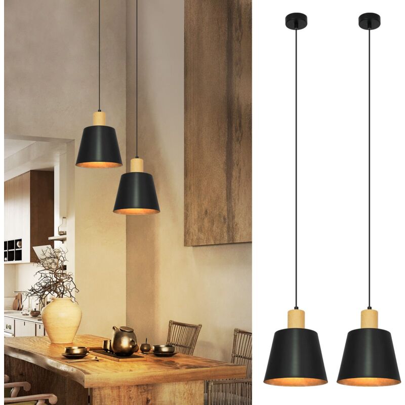 foto del prodotto sospensione vintage sala da pranzo lampada a sospensione 2 x lampada a sospensione industriale 20cm metallo nero e27 lampada da tavolo da pranzo