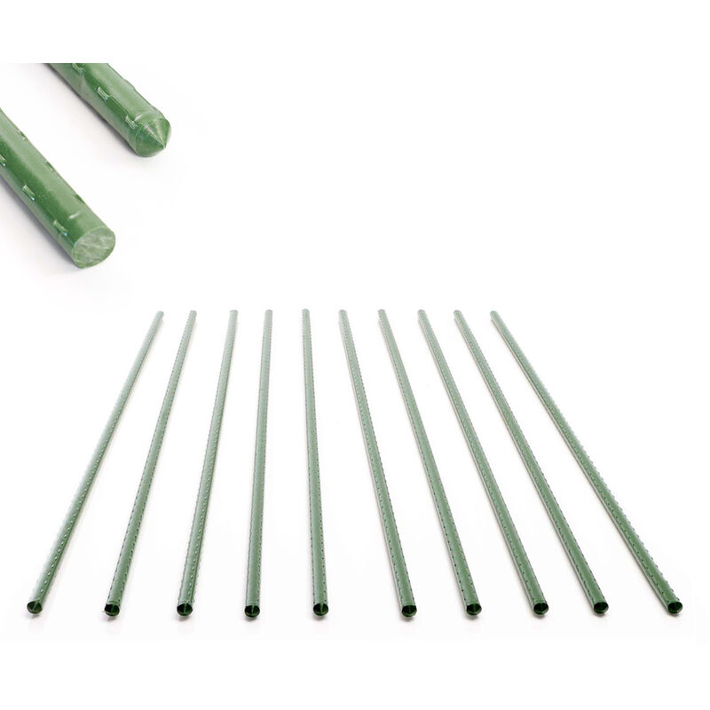 foto del prodotto sostegno piante 10 tutori per piante giovani 120cm 11mm verde, metallo plastica, bastoni di supporto toboli