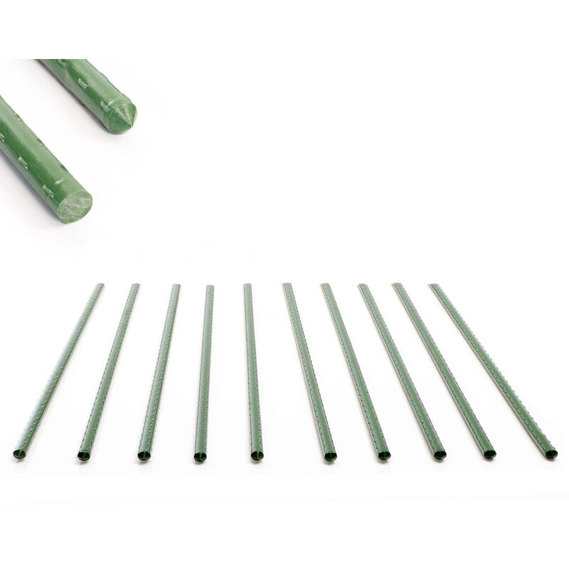 foto del prodotto sostegno piante 10 tutori per piante giovani 60cm 8mm verde, metallo plastica, bastoni di supporto toboli