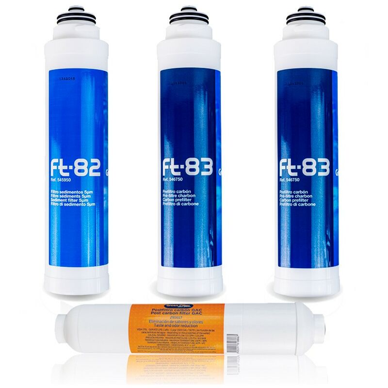 foto del prodotto sostituzione completa del filtro dell'osmosi con cartucce di tipo ft dal marchio green filter.