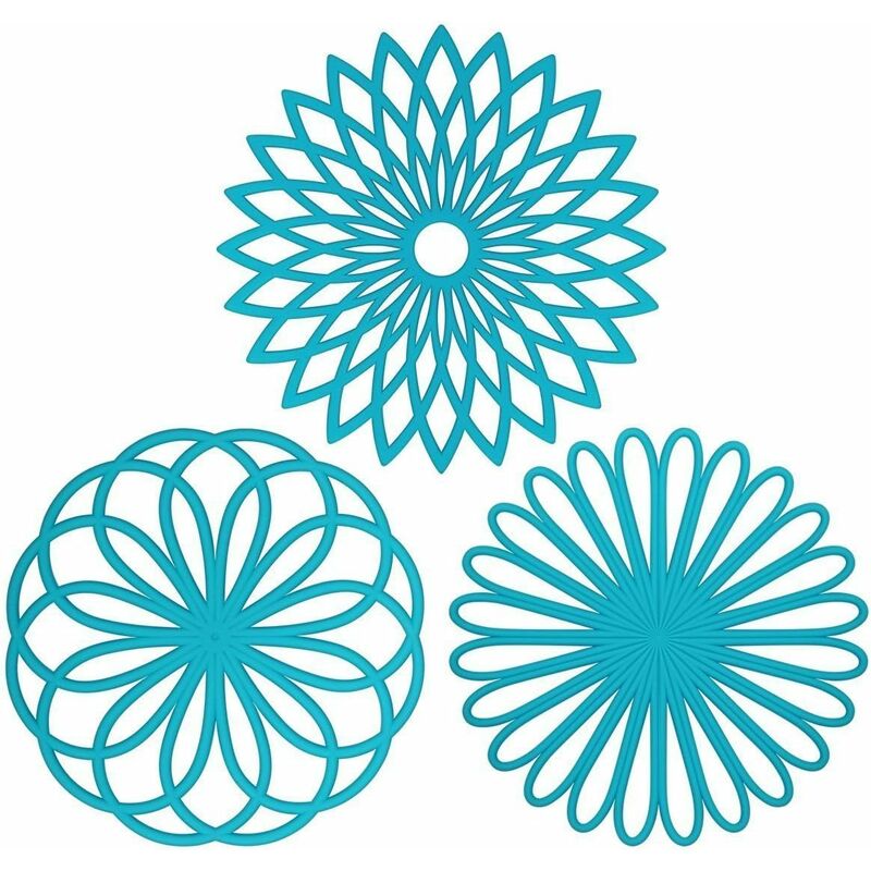 foto del prodotto sottobicchiere multiuso in silicone a forma di fiore confezione da 3 sottobicchiere antiscivolo flessibile durevole di alta qualit isolato blu 20