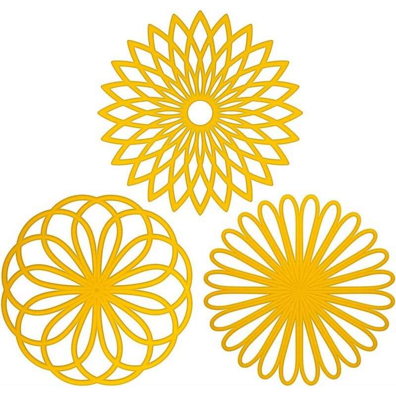 foto del prodotto sottobicchiere multiuso in silicone per fiori set di 3 qualit premium, isolato, flessibile, resistente, antiscivolo e sottobicchiere giallo 20