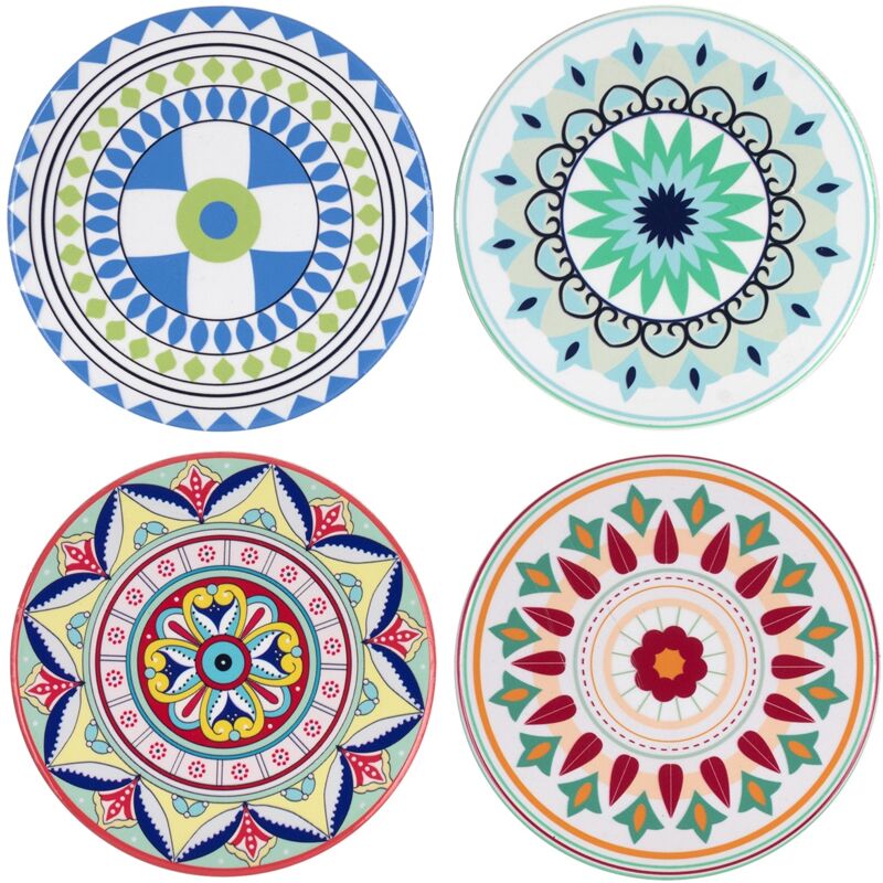 foto del prodotto sottobicchiere rotondo blu 4u set di 4 sottobicchieri vintage per cucina e sala da pranzo signes grimalt