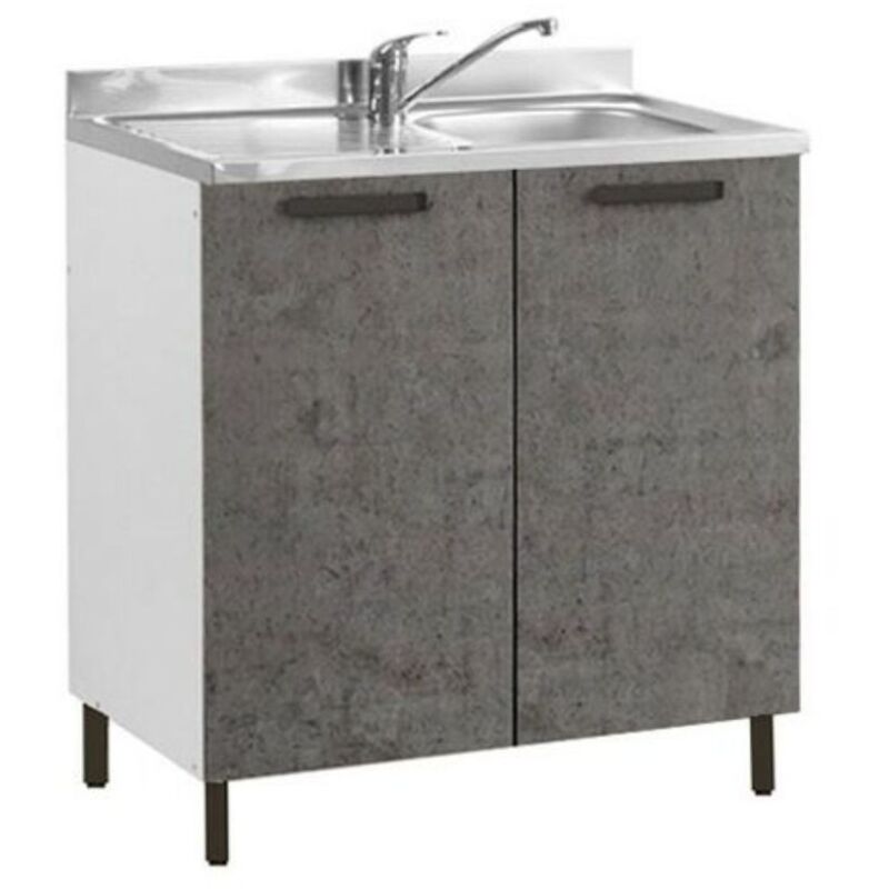 foto del prodotto sottolavello 2 ante 80 cm con lavello incluso colore cemento