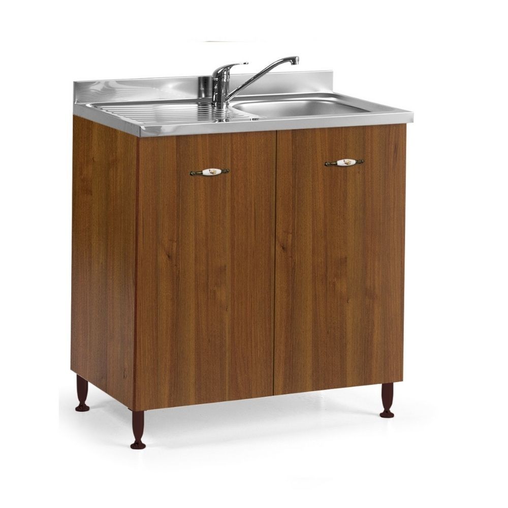 foto del prodotto sottolavello 2 ante 80 cm con lavello incluso colore noce antico