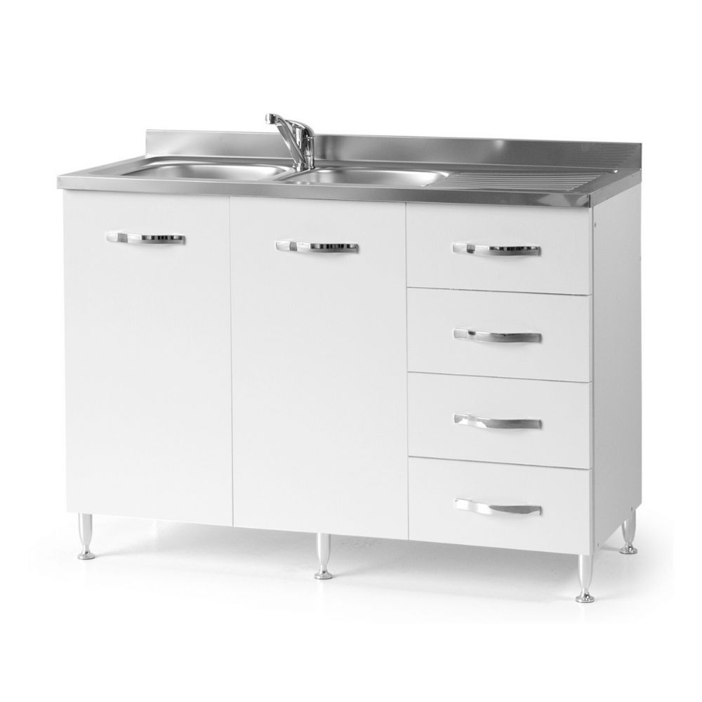 foto del prodotto sottolavello con cassetti 120 cm destro con lavello colore bianco frassinato