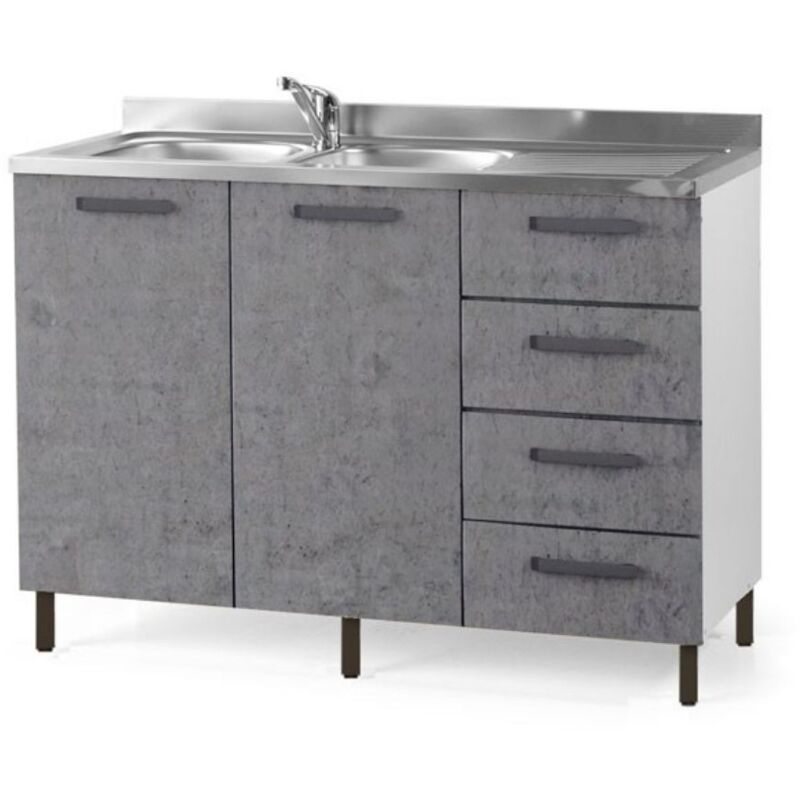 foto del prodotto sottolavello con cassetti 120 cm destro con lavello colore cemento
