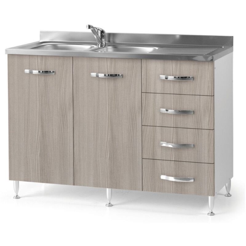 foto del prodotto sottolavello con cassetti 120 cm destro con lavello colore olmo