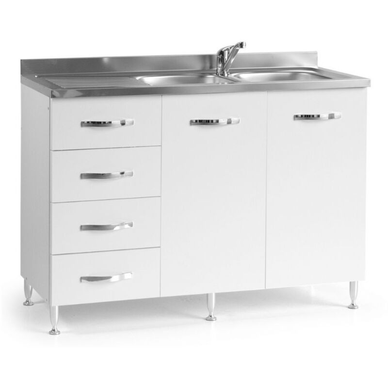 foto del prodotto sottolavello con cassetti 120 cm sinistro con lavello colore bianco frassinato