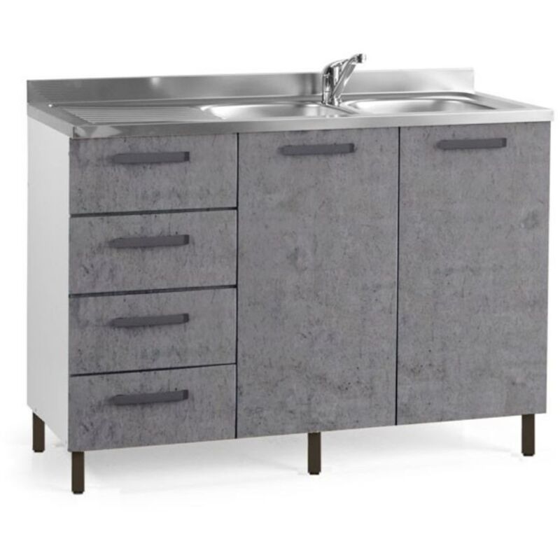 foto del prodotto sottolavello con cassetti 120 cm sinistro con lavello colore cemento