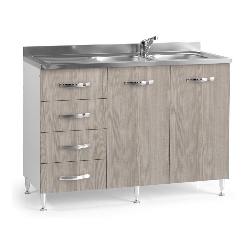 foto del prodotto sottolavello con cassetti 120 cm sinistro con lavello colore olmo