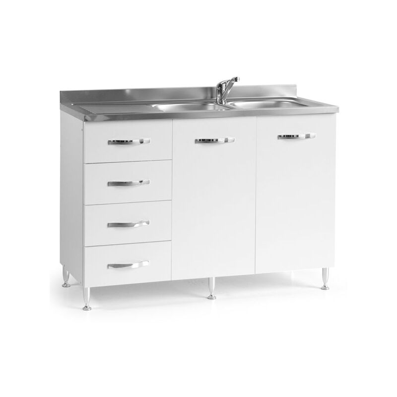 foto del prodotto sottolavello cucina montato con ante 120 cm bianco