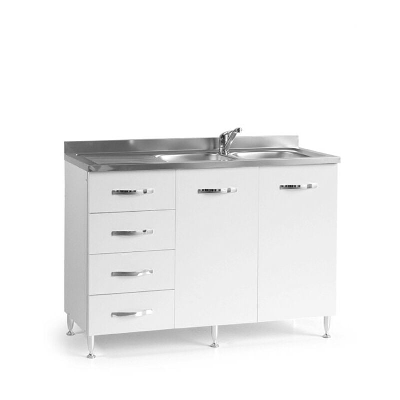 foto del prodotto sottolavello per cucina bianco frassinato 2 ante c cassettiera sx cm 120x50xh 85