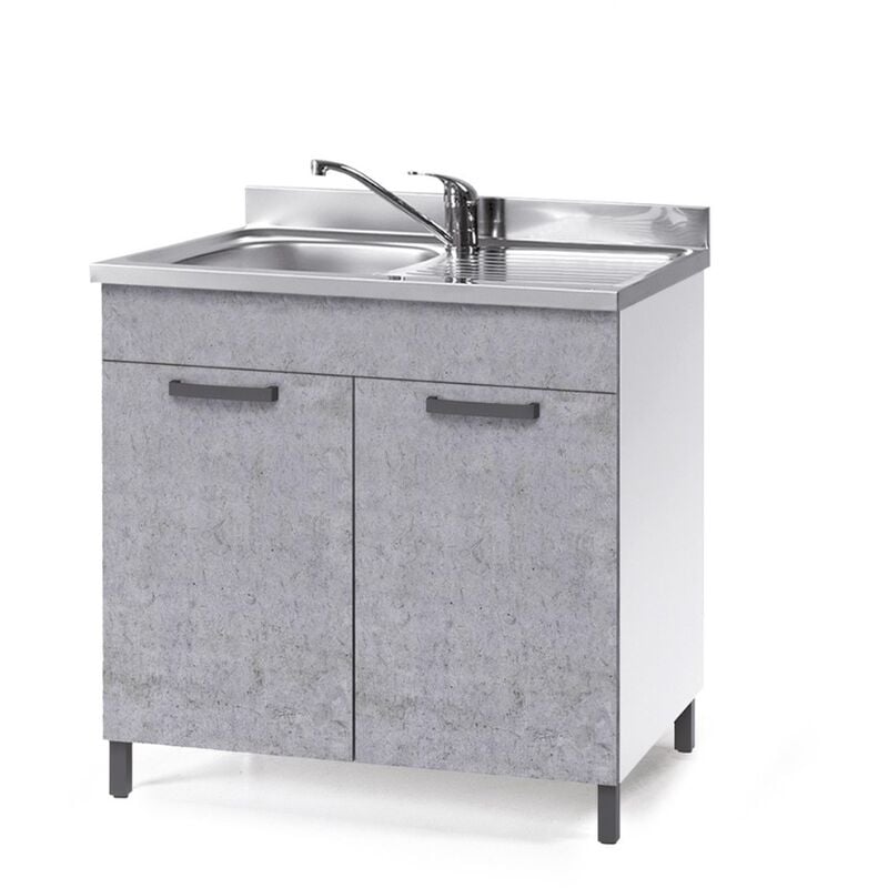 foto del prodotto sottolavello per cucina grigio cemento 2 ante cm 80x50xh 85