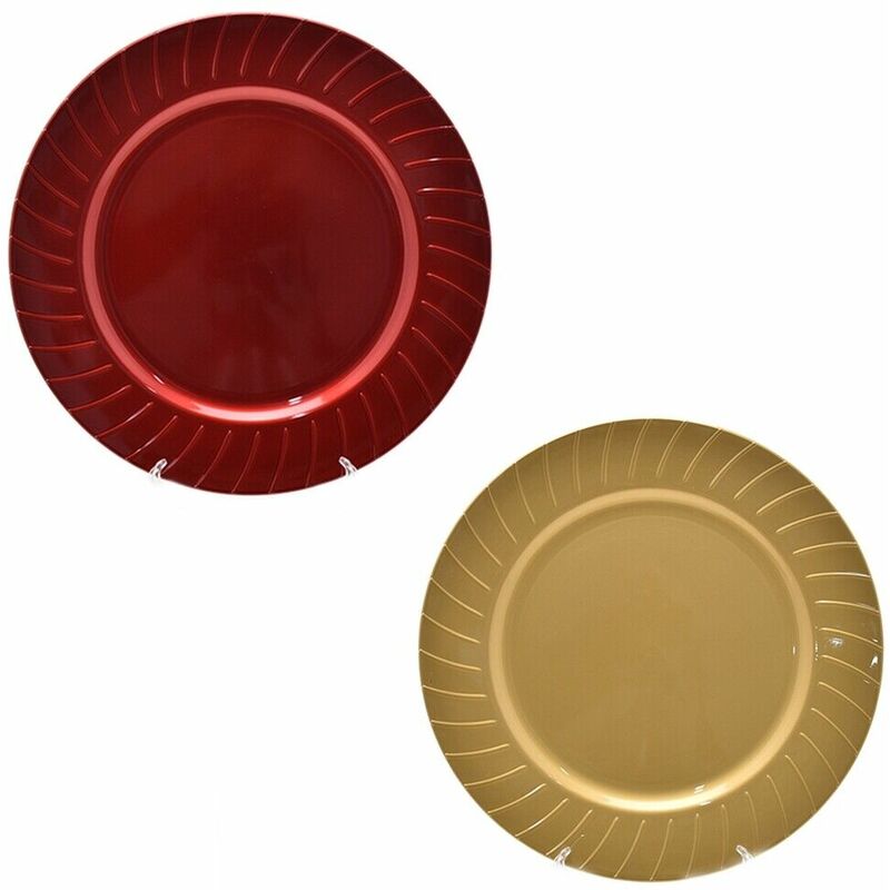 foto del prodotto sottopiatti centro tavola di natale rosso oro decorazioni addobbi natalizi set 6 in plastica d 33 cm colorigenerali oro