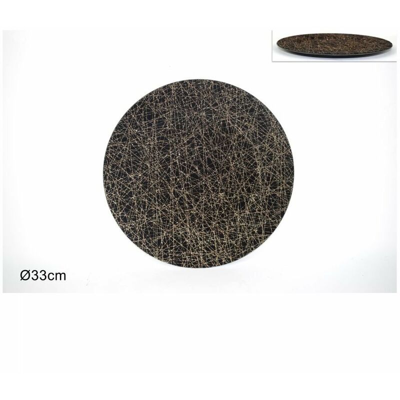 foto del prodotto sottopiatto 33 cm nero glitterato oro
