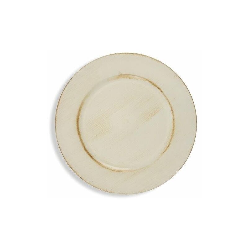 foto del prodotto sottopiatto bianco con bordino marrone diam. 33