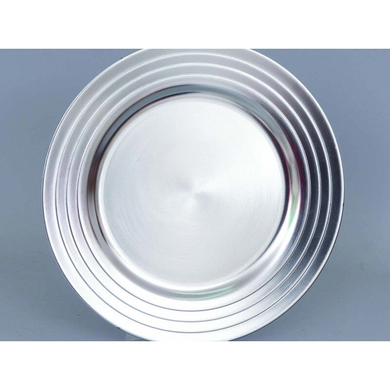 foto del prodotto sottopiatto da tavola in plastica colore argento con bordo cm 33