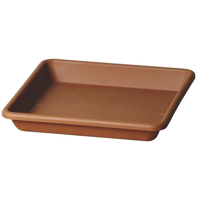 foto del prodotto sottovaso quadrato quadro basic per fiori e piante da esterno 32 cm bruno